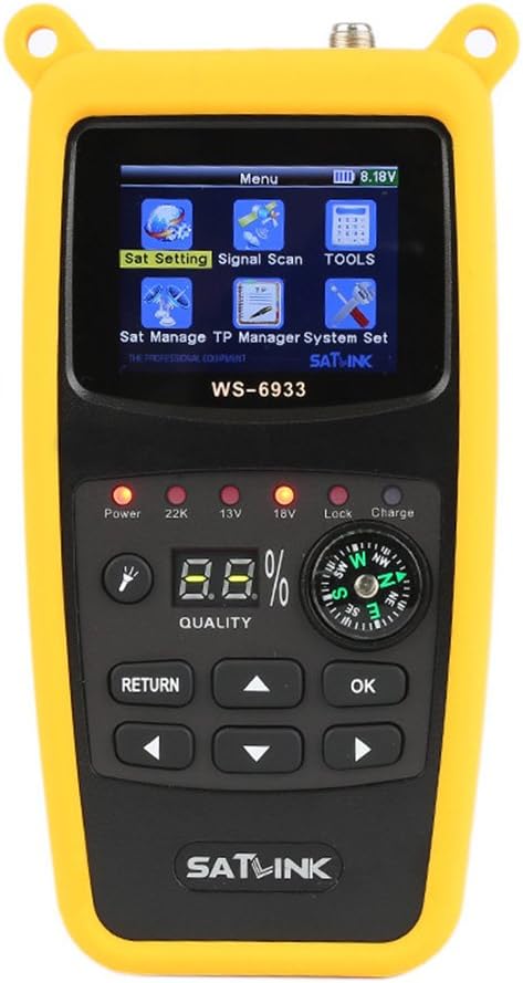 2017 Newest Digital Sat Finder Satellite Signal Meter for Sat Dish WS-6933 DVB-S/S2 FTA Signal Finder 2.1” LCD Screen Satellite TV Receiver Tool with Compass and Light