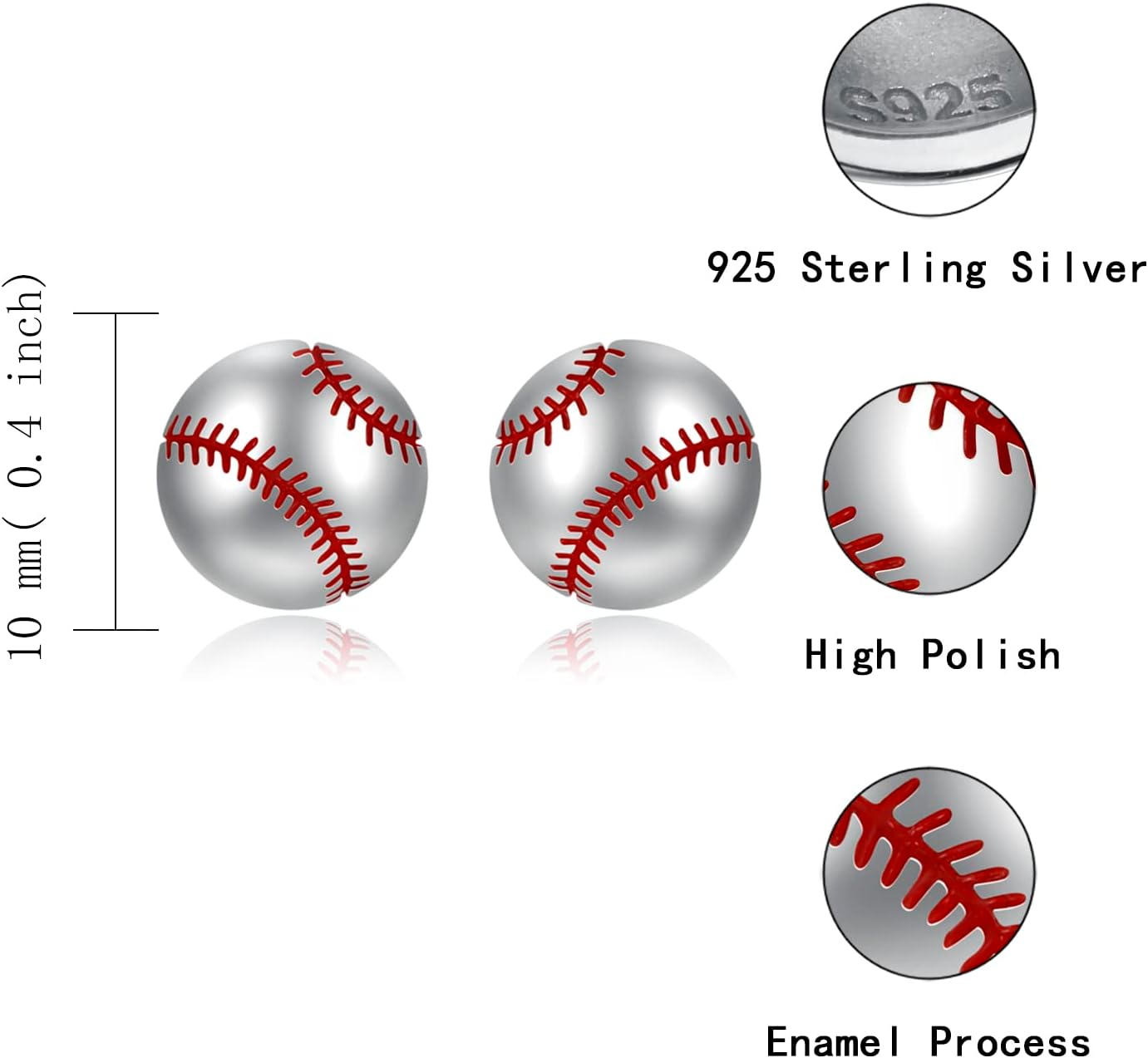 Sterling Silver Football BaseBall Softball Basketball Soccer Stud Earrings Hypoallergenic Sports Jewelry Gifts for Women Sports Lovers