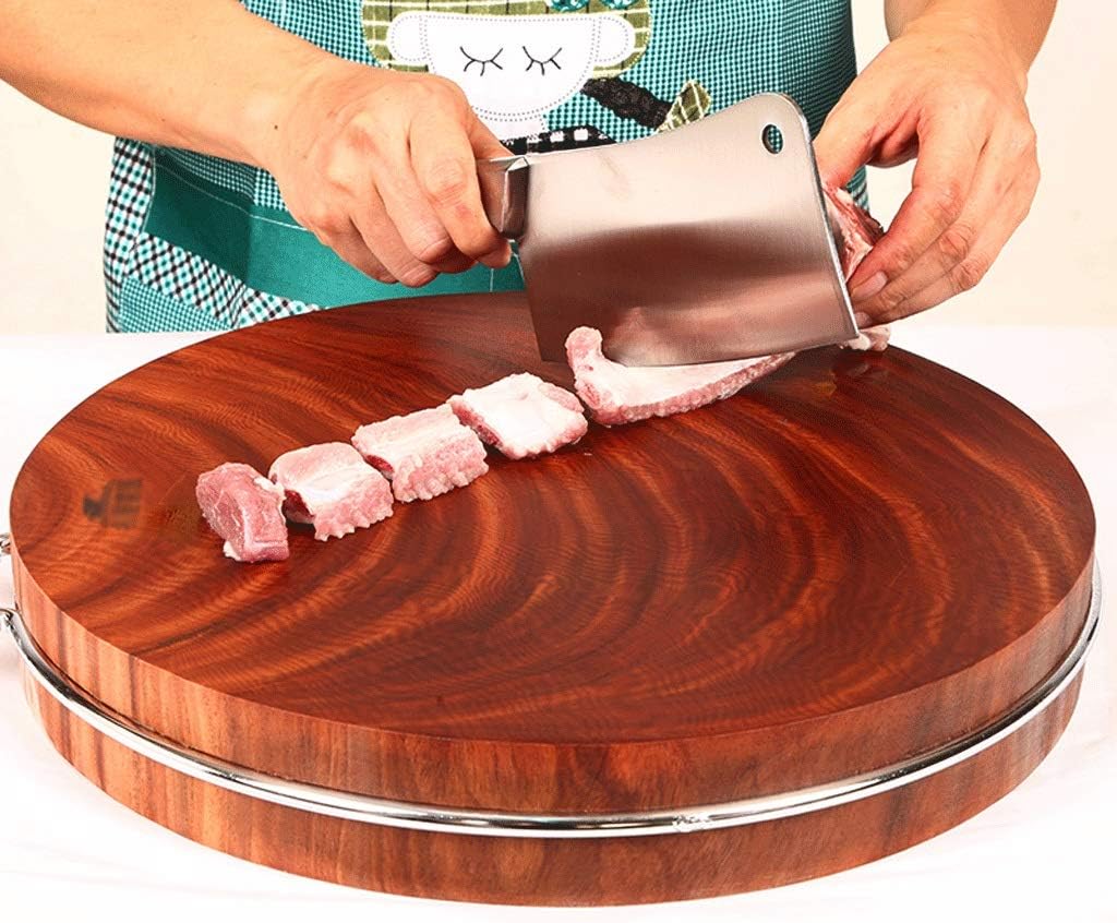 Choing BoardAuthentic Cutting Board Ironwood 5cm Thicken & Solid Wood Round Kitchen Household & Wooden Carving Board For Meat/Vegetables/Cheese little surprise(36 * 4cm)