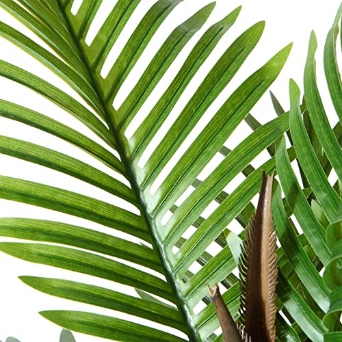 Kazeila Artificial Palm Tree, 27" Fake Potted Areca Palm Plant With Handmade Seagrass Basket, Plastic Greenery Faux Tree Home Décor For Indoor Porch Balcony Bedroom Bathroom #TOP2