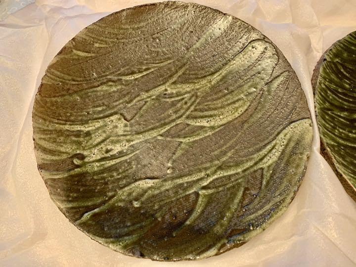 値下げ！【益子焼】坂田甚内緑釉波立文皿2枚