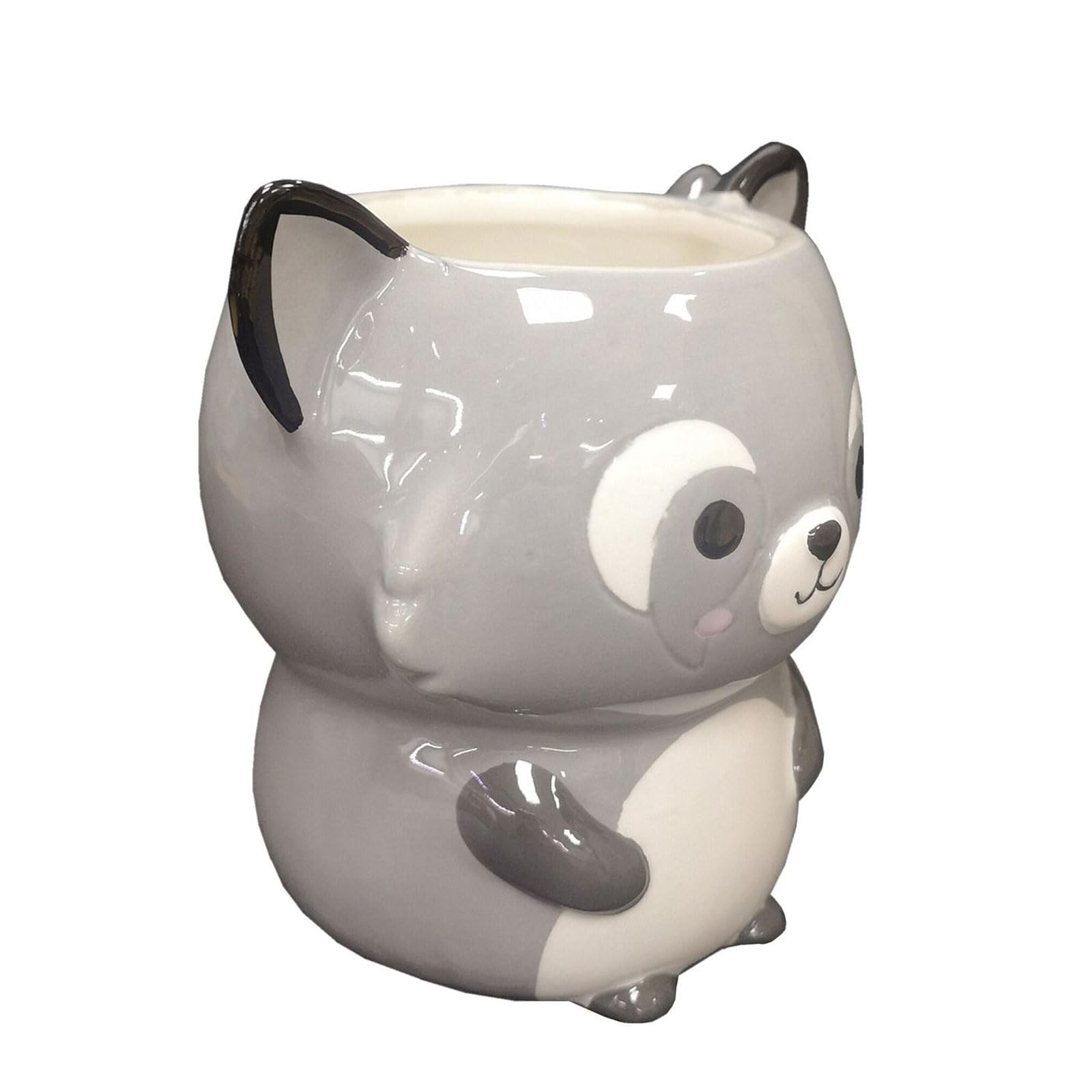 Kalttoy Ergonomic Ceramic Cup with Raccoons Figure Design Adorable Animal Shape Drinking Coffee Mug for Hot and Cold Beverages Animal Coffee Cup