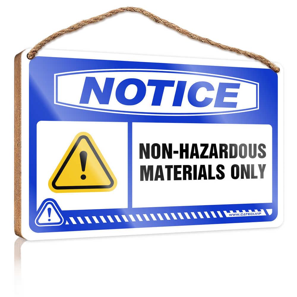 HMQW Hanging Wooden Plaque Notice Non-Hazardous Materials Only Wooden Sign Decore For Room Funny Bathroom Wall Decor Sign Woo(23X35CM)