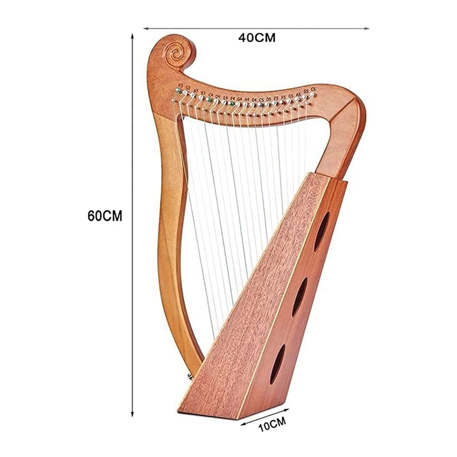 TSTS Lyre Instrument 19 Saiten Lyre Harp Holz Lyre Mit Tuning-Schraubenschlüssel Für Musikliebhaber Anfänger Kinder Erwachsene Musikinstrument