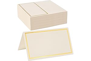 100 Pack Place Cards for Table Setting with Gold Foil Border Tent Cards for Seating
