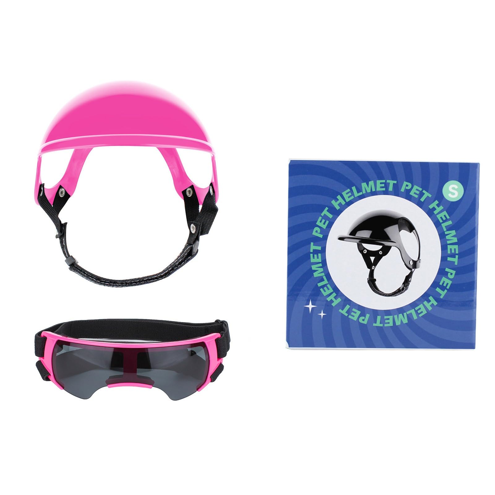 Casque pour chien réglable rose et lunettes de protection contre les irritations oculaires