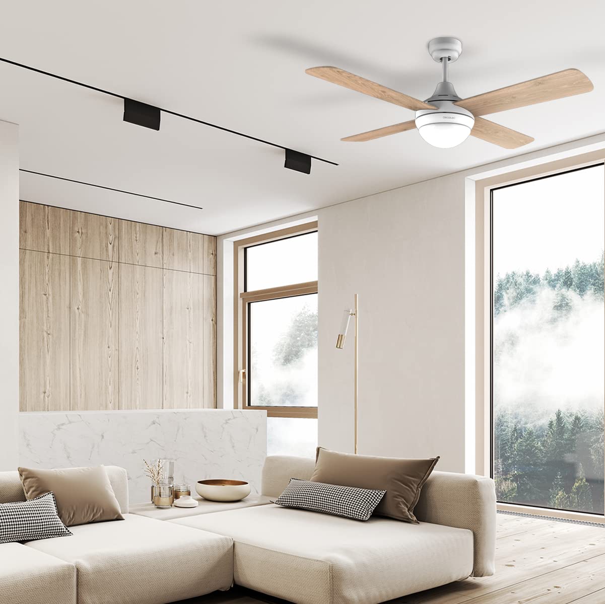 Cecotec Ventilateur de Plafond avec Lumière Energysilence Aero 4250 DC Fresh, 40 W, Moteur DC, Diamètre 42” (106 cm) avec 4 Lames Réversibles, LED, Télécommande, Minuterie, 6 Vitesses