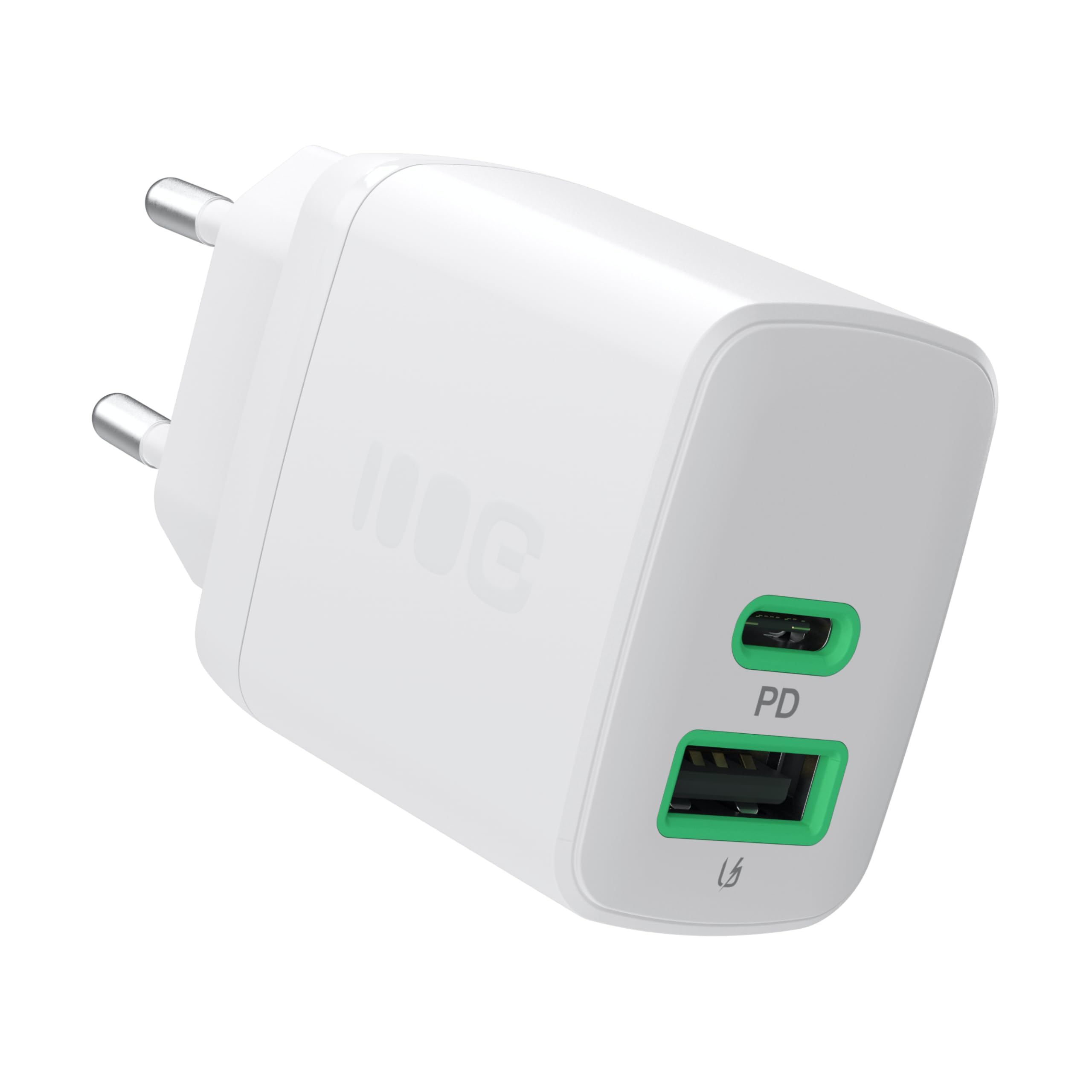 Greencell PowerSource Duo biała ładowarka USB-C 30 W – kompaktowa szybka ładowarka z USB-C i USB-A do iPhone 16, iPad Pro kompatybilna z iPhone 16/15/15 Plus/iPhone iPad