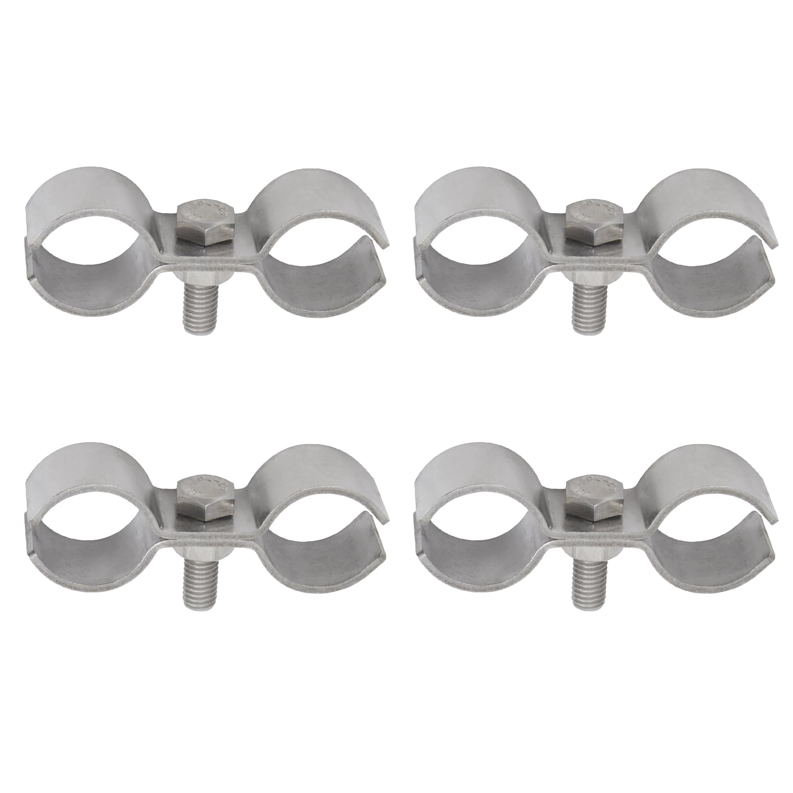 4Pcs Double Pipe Clamp 304 Stainless Steel Dual Pipe Tube Clip with Bolt and Nut for 25mm Tubes
