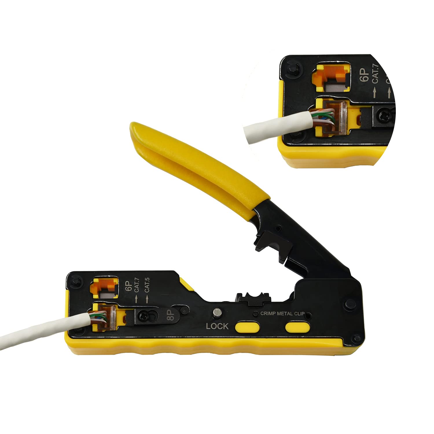 CATVSCOPE RJ45 CAT5/6/7 Multifunctional seven-type through-hole crystal head 6P 8P dual-use network tool crimping network cable pliers, Wire Cutter, Wire Stripper