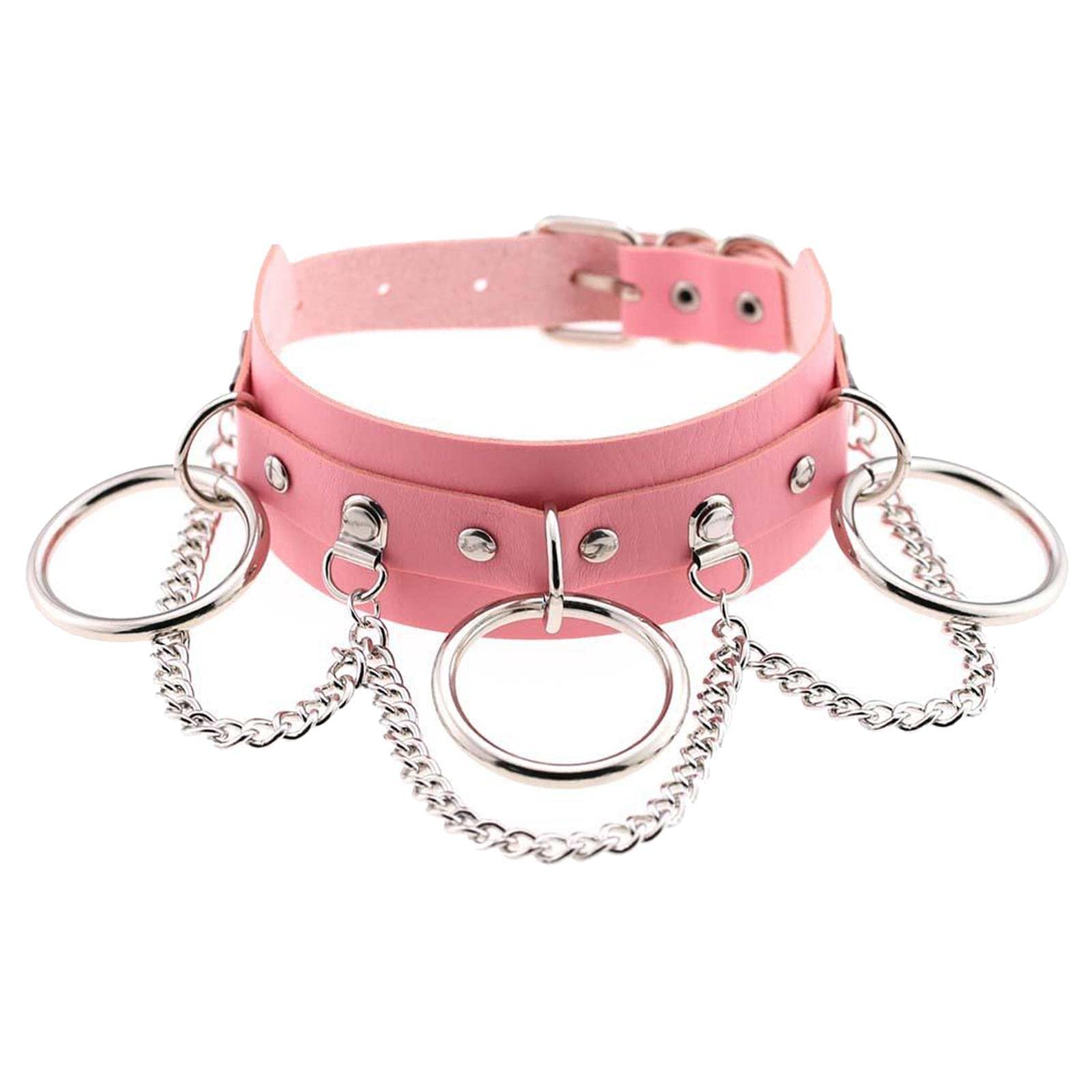 CALANDIS PU Leather Choker Necklace Chain Collar Goth Punk Rock Necklace Decor Pink (B09ZTY9WRV) Amazon Price History, Amazon Price Tracker