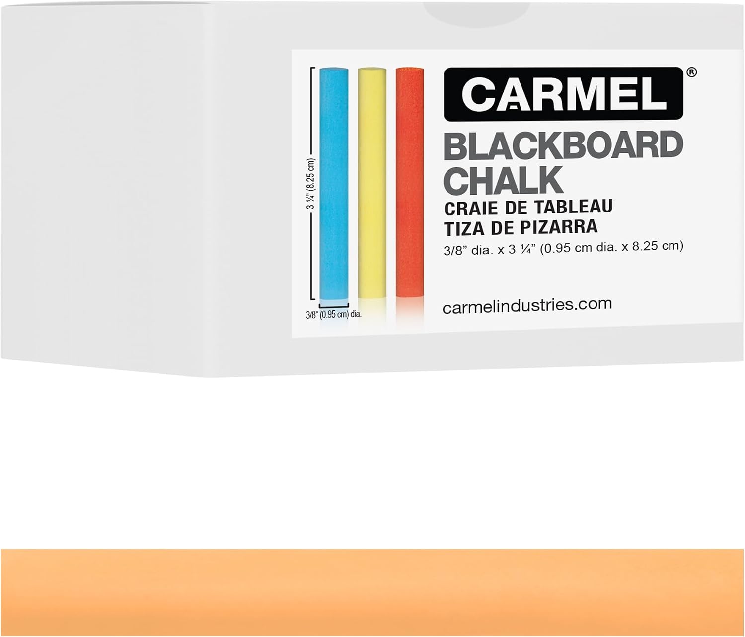 Carmel School Chalk, Box of 144 (Orange), Traditional Blackboard Chalk, Chalk for Marking Sidewalks, Asphalt, Wood, Concrete Surfaces