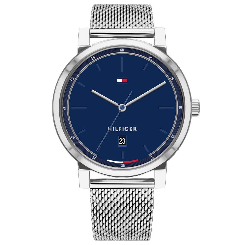 Tommy Hilfiger Analogue Quartz Watch for Men with Silver Stainless Steel mesh Bracelet - 1791732