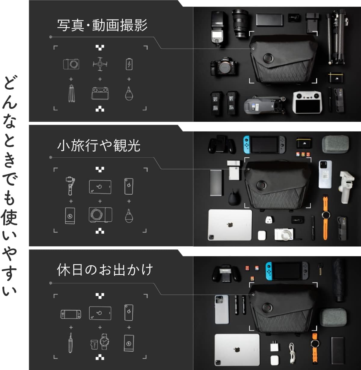 VSGO　カメラ用ショルダーバッグ　４L　使用数回 VSGO カメラ用ショルダーバッグ 4L 使用数回 VSGO ショルダーバッグ