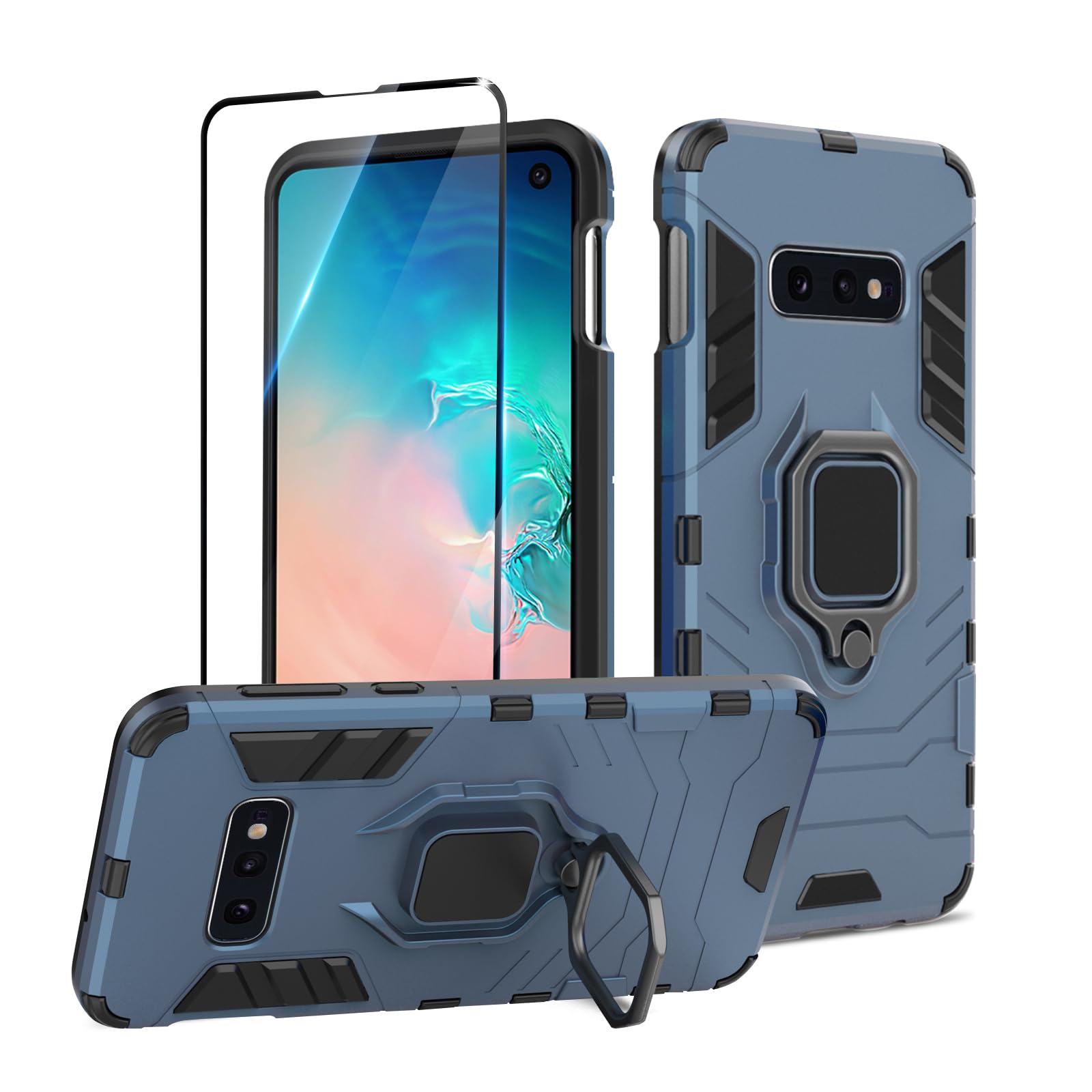 Funda para Samsung Galaxy A13 4G con Cristal Templado Protector Pantalla, Carcasa Antigolpes con Soporte anular metálico, Case Protectora de Grado Militar, Negro — view 237