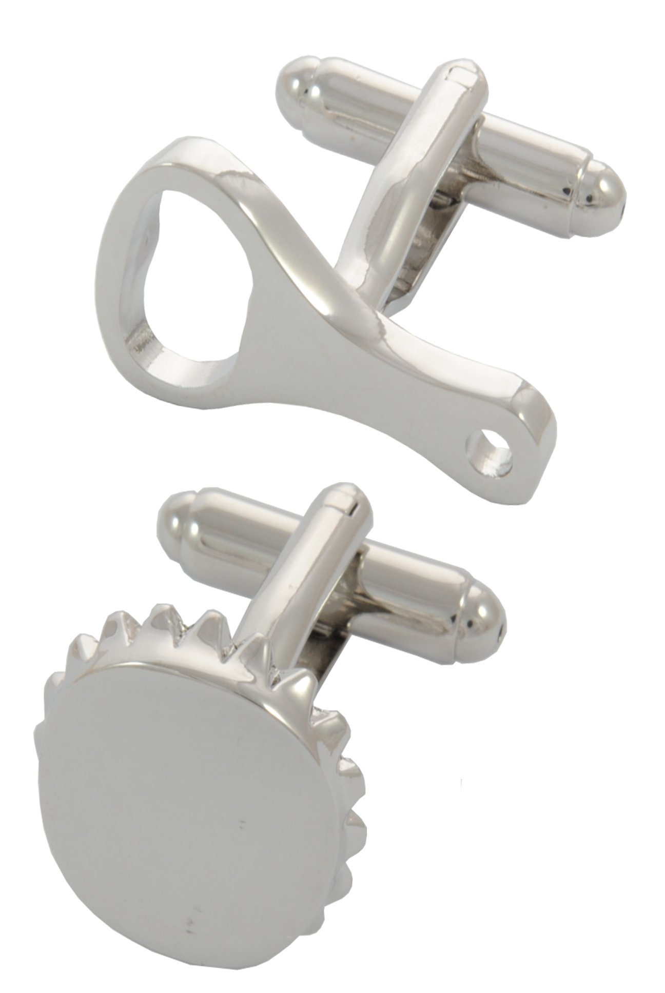 COLLAR AND CUFFS LONDON Gemelos con Caja DE Regalo - Abrebotellas - Latón - Color Plata - Redonda - Cerveza