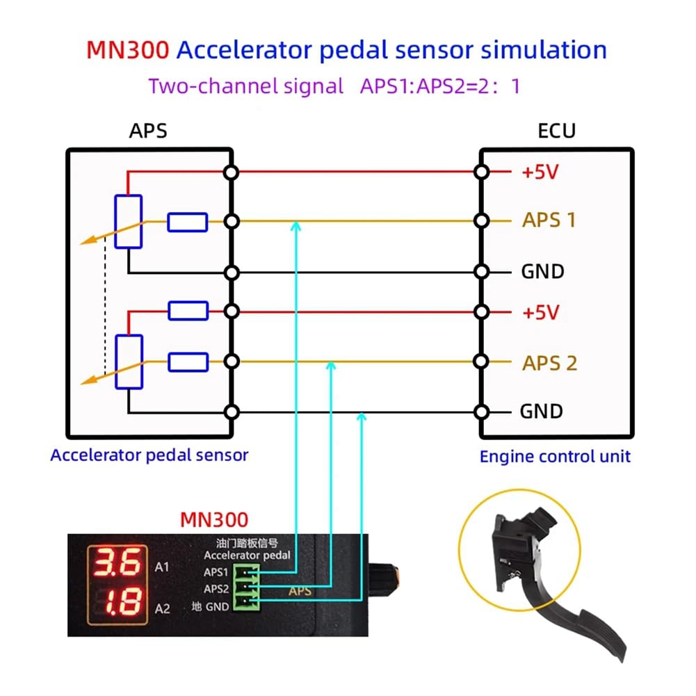 MN300 Simulador de Sensor Automático Probador de Señal Automotriz Generador de Señal de Sensor de Flujo de Presión de Aceite y Oxígeno para Riel de Automóvil