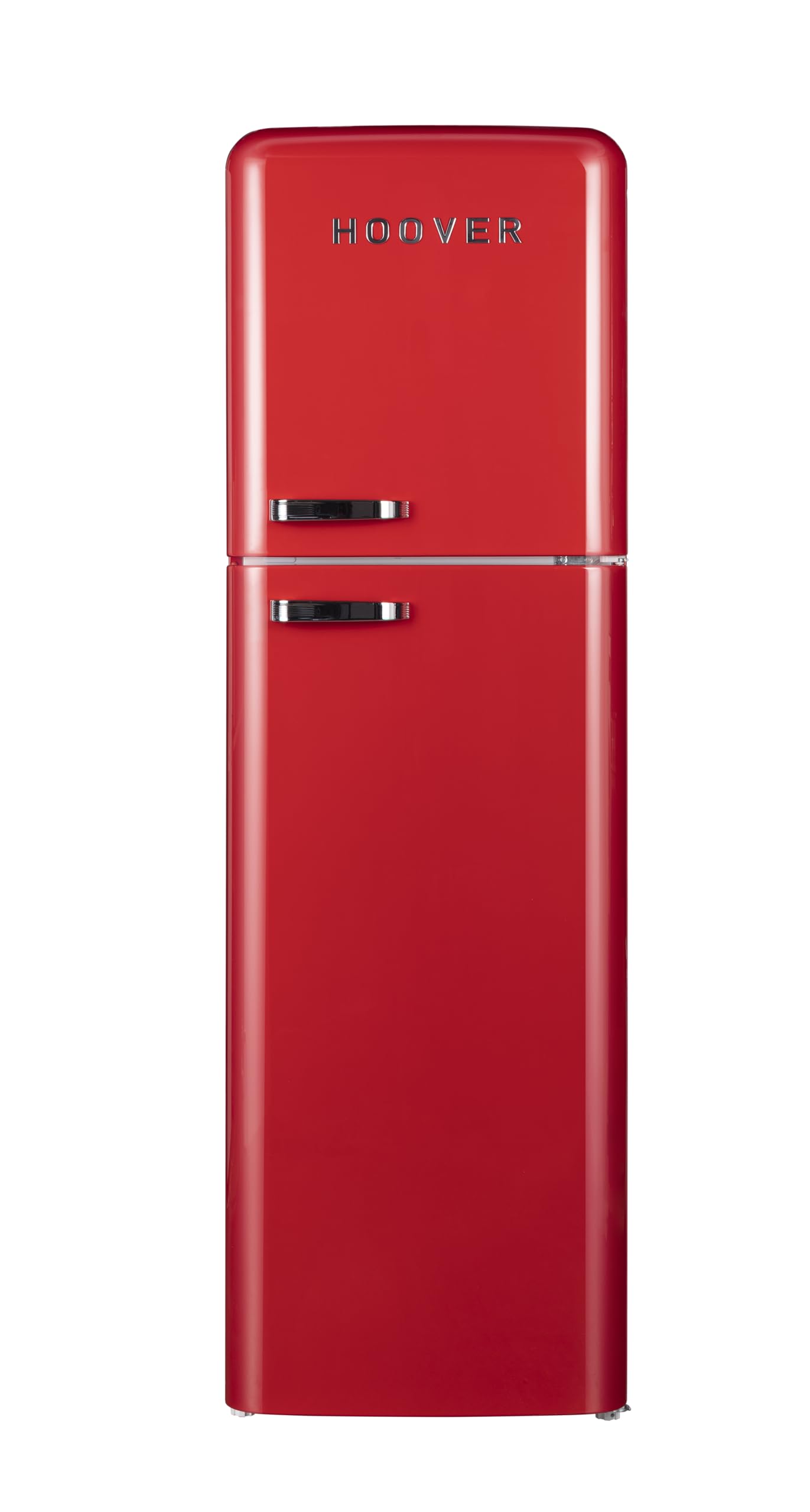 Hoover 326L Top Mount Retro Style Refrigerator, Total No Frost Designt, Fresh Room, Humidity Control, Metal Texture Handle, Bottle Rack, 1 Year Warranty, Red - HTR-M326-RR