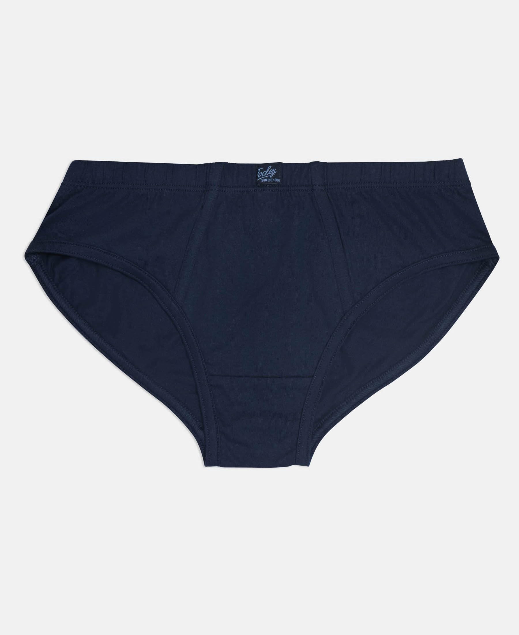 Jockey 3035 Boys Super Combed Cotton Solid Brief with Ultrasoft Waistband (Pack of 3)_Navy, Black & Raw Sienna_11-12 Yrs - Image 8 thumbnail