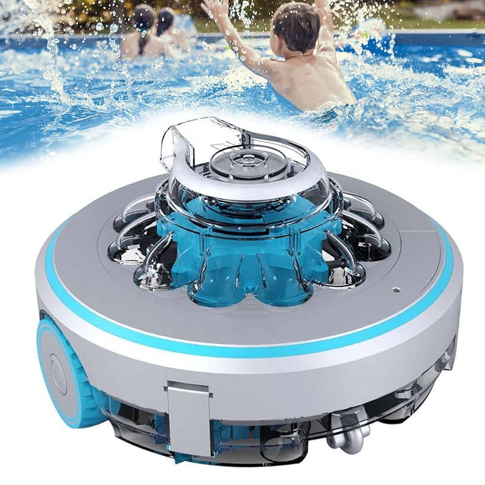 Robot nettoyeur de piscine sans fil, aspirateur de piscine puissant, autonomie de 60 minutes, batterie rechargeable, cartouches filtrantes faciles à nettoyer pour piscines hors sol jusqu'à 50 m² : Amazon.fr: Jardin