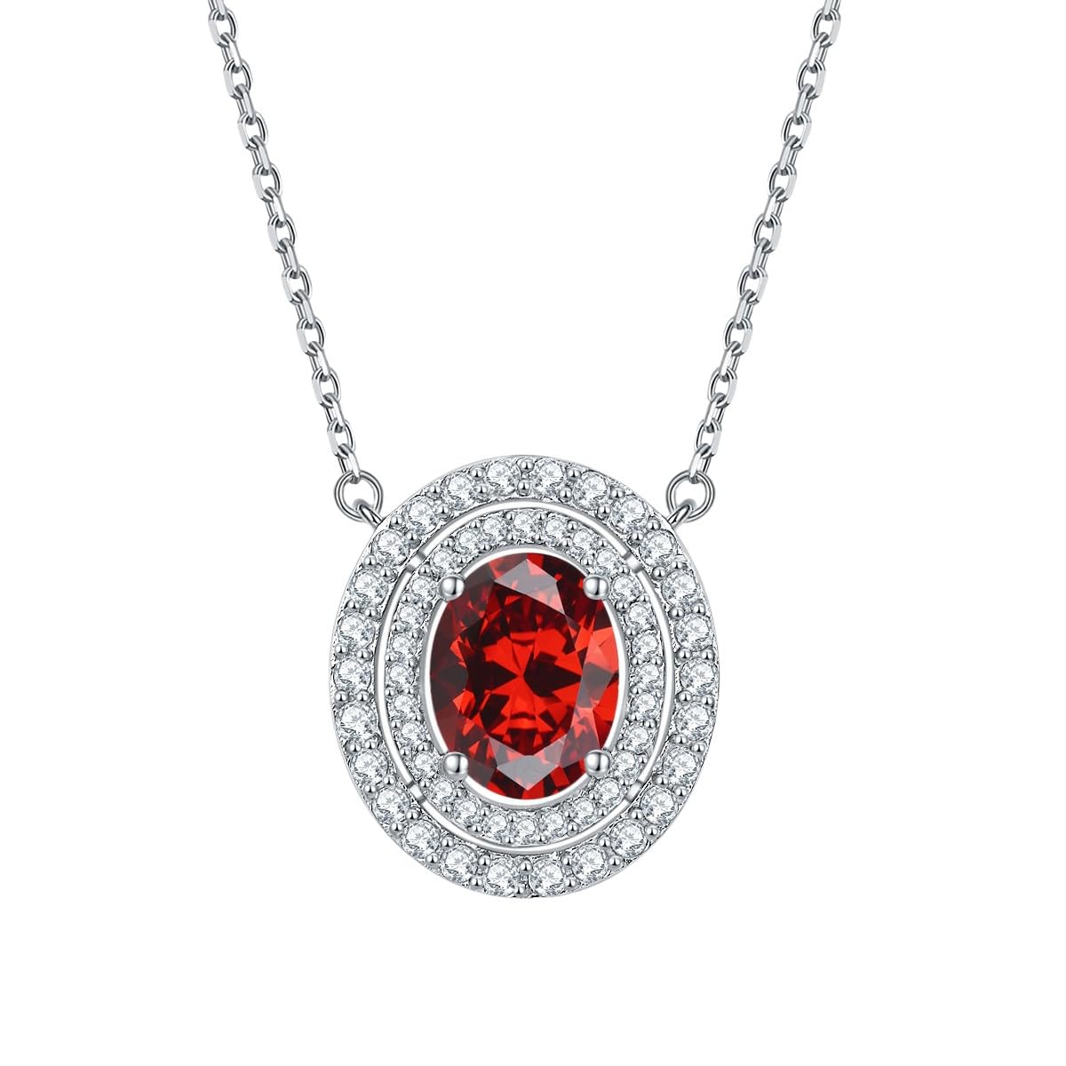 Halsketten mit Anhänger aus 925er-Sterlingsilber, ovaler Zirkonia, glänzender Anhänger, Geburtsstein-Halsketten mit zwölf Sternbildern, Schmuck für Frauen und Mädchen