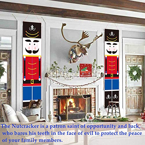 HMASYO Christmas Nutcracker Banner - Nutcracker Christmas Decorations Welcome Sign for Porch Front Door Fireplace Garden Indoor Outdoor Home Holiday Party Decor, 600D Oxford Fabric (Nutcracker-B)