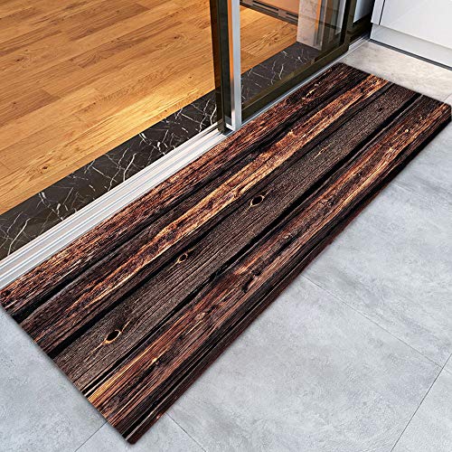 Dark Brown Old Wooden Board Print Memory Foam Bath Rugs And Doormats Non Slip Absorbent Super Cozy Flannel Bathroom Rug Carpet 47X18 Inches #TOP4