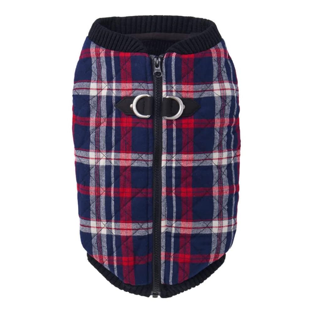 Gooby Fashion Vest Check Dog Jacket, White Check, X-Small
