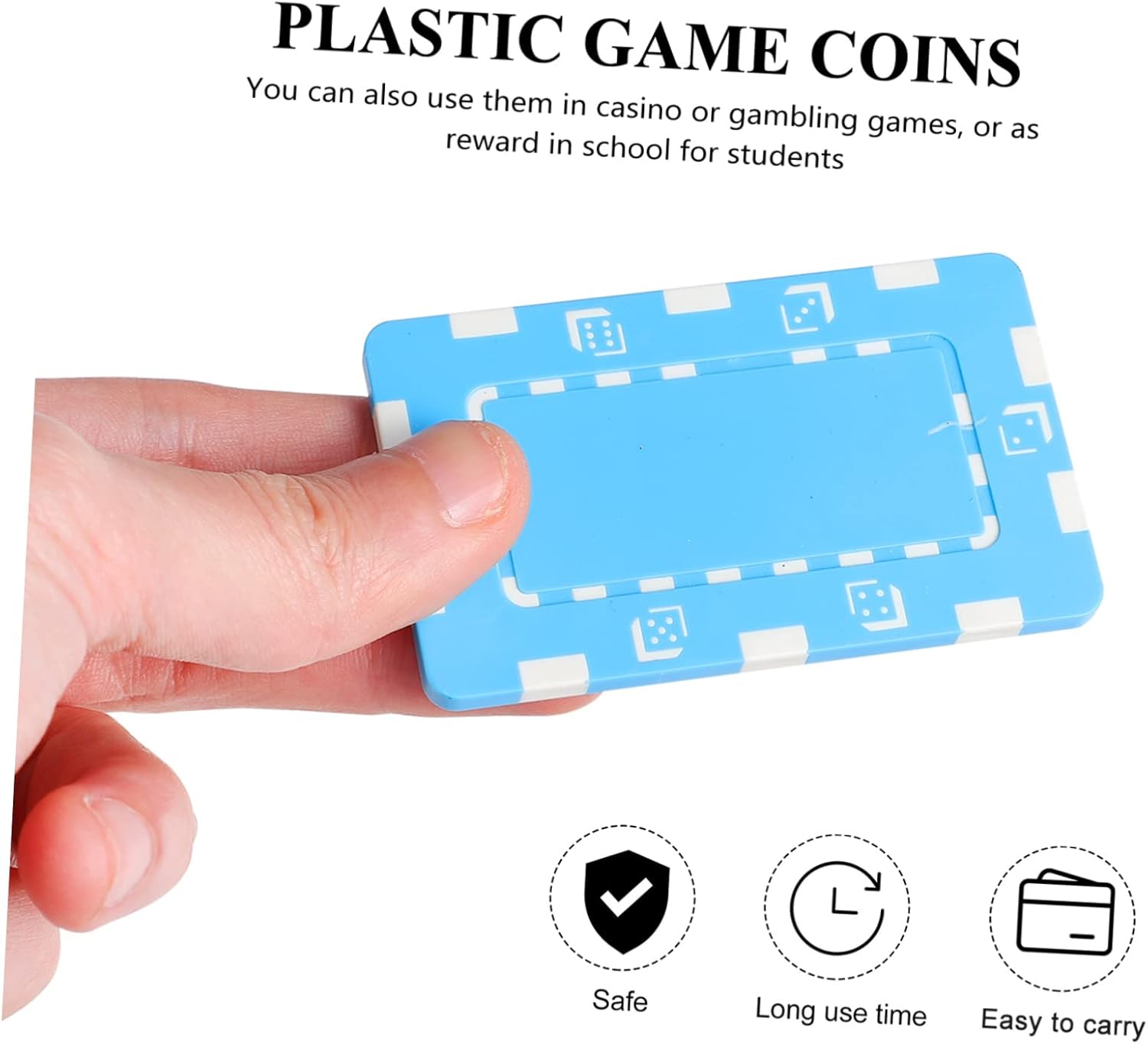 PHENOFICE 10개 토큰 팩 게임 코인 칩 포커 플라크 빙고 칩 및 카드 칩 플레이 세트 카운터 포커 칩 클래식 포커 칩 포커 칩  소품 인센티브 칩 게임 칩 ABS 블루