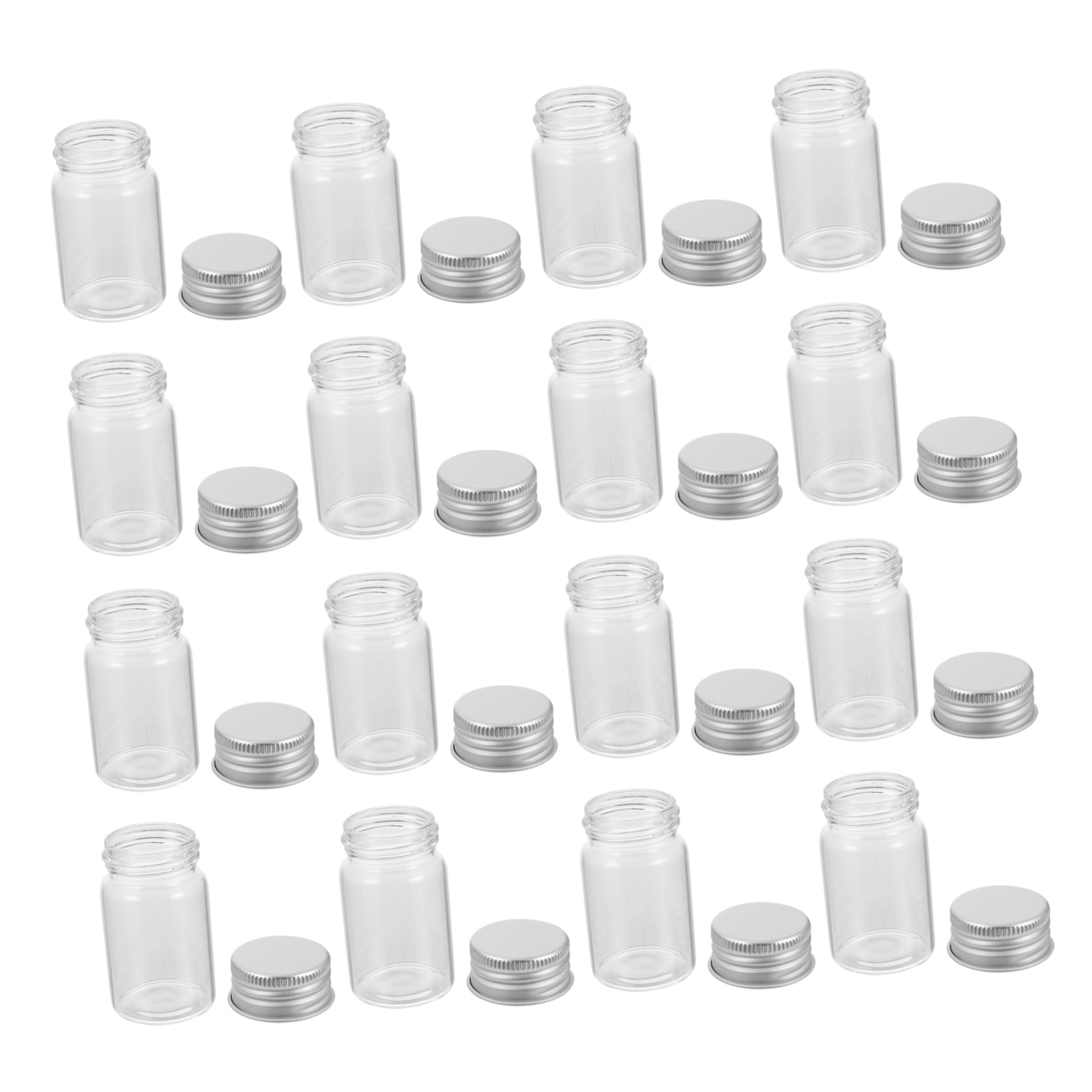 Vial de Vidrio Transparente 20ml con Tapa, 50 Piezas | Vidrio Ligero para Almacenar Muestras, Formato de Laboratorio, Uso en Experimentación