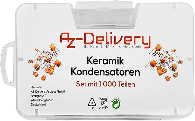 AZDelivery Capacitor Assortment Ceramic Capacitor Set 1000 Parts 50 Varieties 20 Pieces Each compatible with Arduino including E-Book!