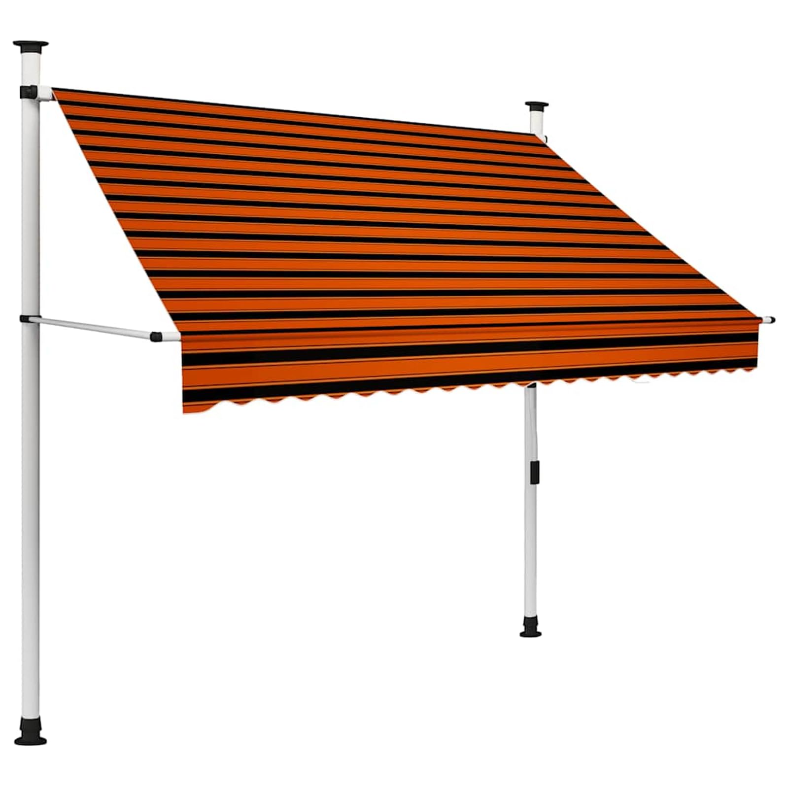 Wysuwana markiza balkonowa, obsługiwana ręcznie, 200 cm, pomarańczowa i brązowa, bez wiercenia, z korbą ręczną, aluminiowa markiza odporna na promieniowanie UV, regulacja wysokości i działanie