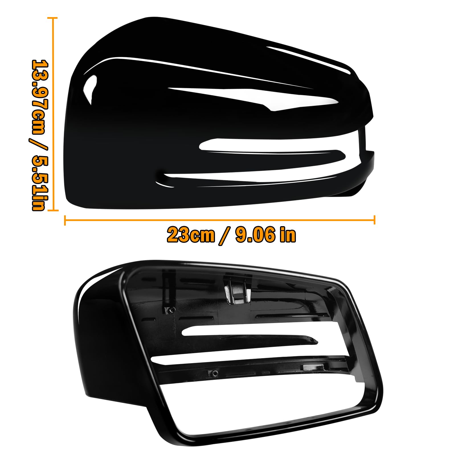 TTCR-II 2PCS Compatibile con Calotte Specchietti Mercedes Benz A B C E S CLA GLA GLK, Sinistro+Destro Copri Specchietto W176 W246 W204 W212 W221 C117 X204 X156 Tappi Specchietti Mirror Cover-Nero