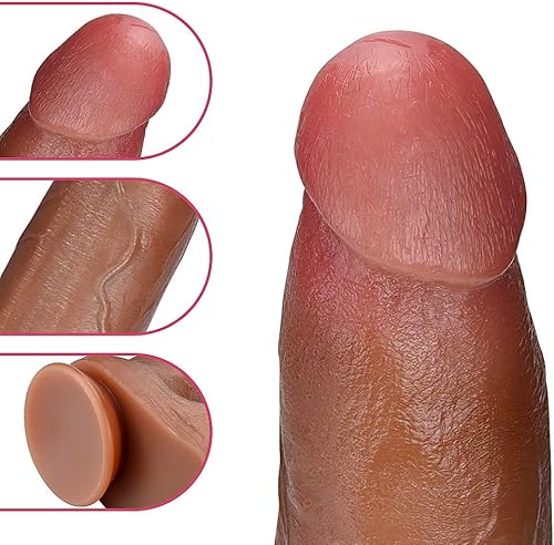 Miniatura 3 de Consolador realista de 13.38 pulgadas con ventosa manos libres, consolador anal de silicona líquida de doble densidad, juguetes sexuales, pene