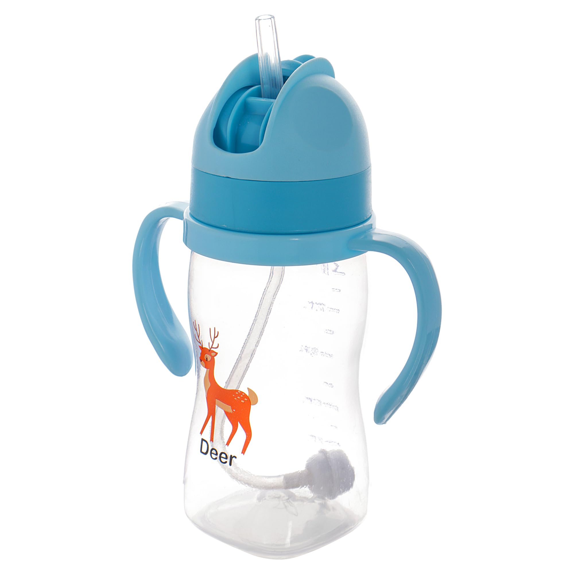 Nabhya 300ml Spill-Proof Toddler Sippy Cup with Gravity Ball Straw & Flip Top Lid | BPA-Free Transparent Kids Water Bottle with Easy Grip Handles | Leakproof Baby Sipper Cup for Babies (Blue)-image-4