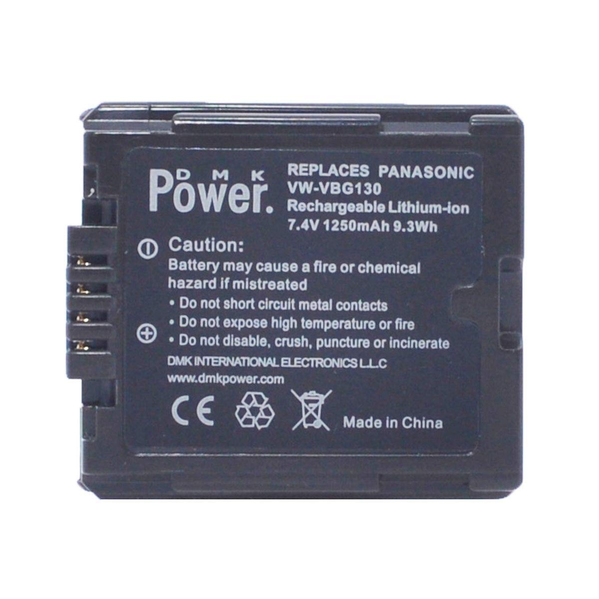 VW-VBG130 Battery 1250mAh 9.3Wh Compatible with Panasonic HDC-HS700 TM700 HS300 TM300 HS250 SD20 HS20 HDC-SDT750 Camcorders