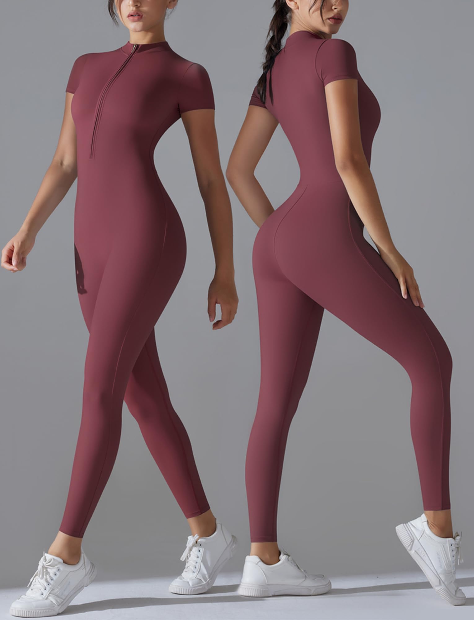 SEAUR Combinaison de Sport Yoga Sexy Manches Courtes Femme Jumpsuit de Sport Fitness Dame Body de Yoga Skinny Une Pièce L