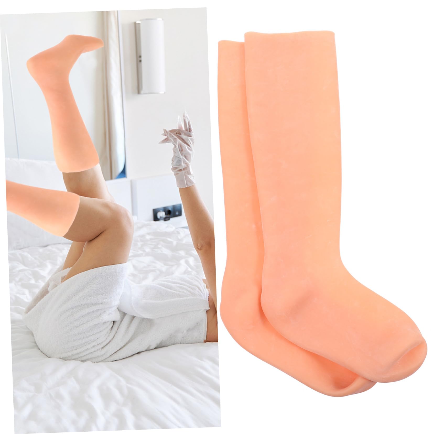 Homoyoyo Feuchtigkeitsspendende Sebs Langsocken für Fußpflege Weiche Elastische Hautpflegende Feuchtigkeitssocken für Trockene Füße und Rissige Fersen Wiederverwendbar Unisex