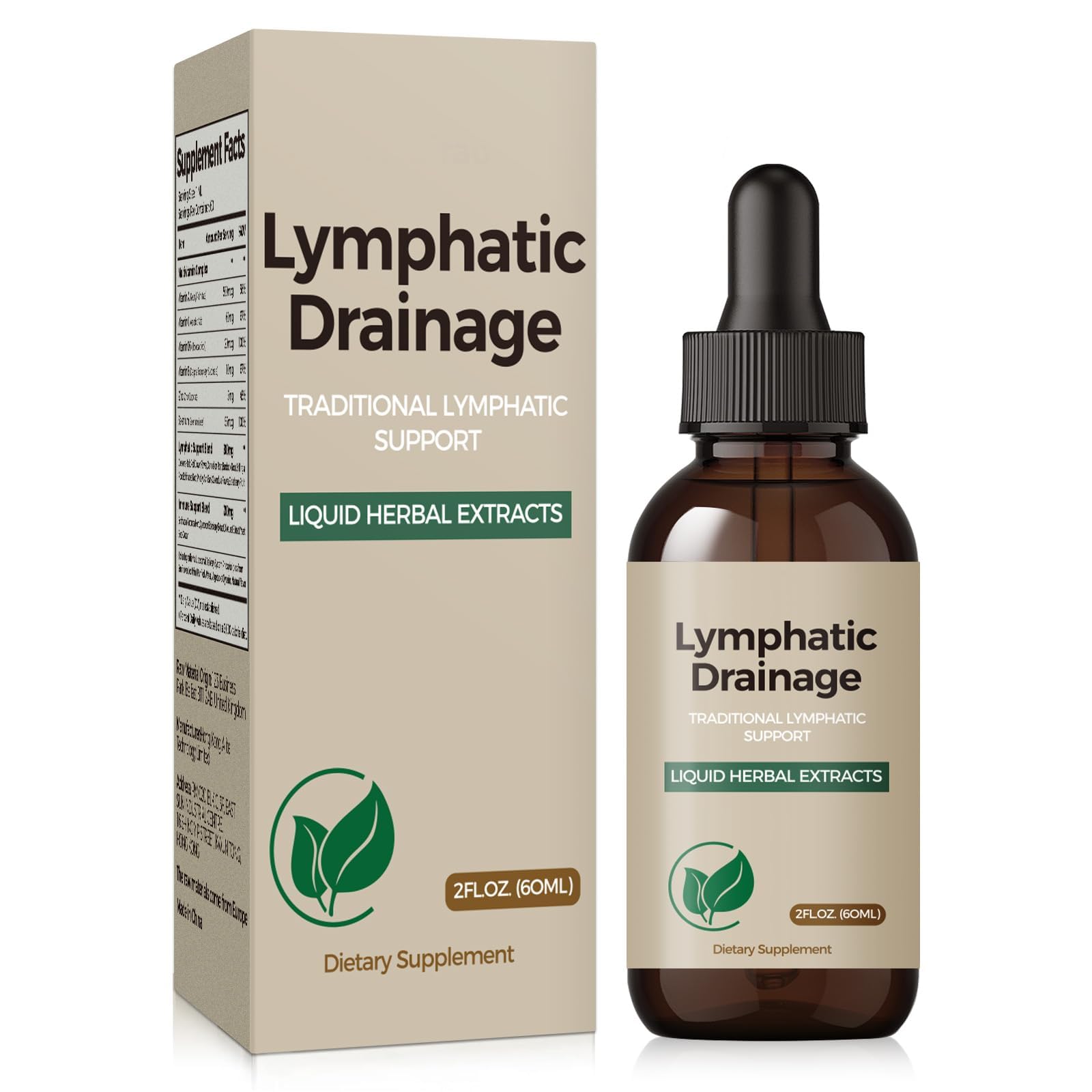 Liposomal Lymphatic Drainage Drops | 20-in-1 Liquid Herbal Extracts 2 Fl Oz (Pack of 1)