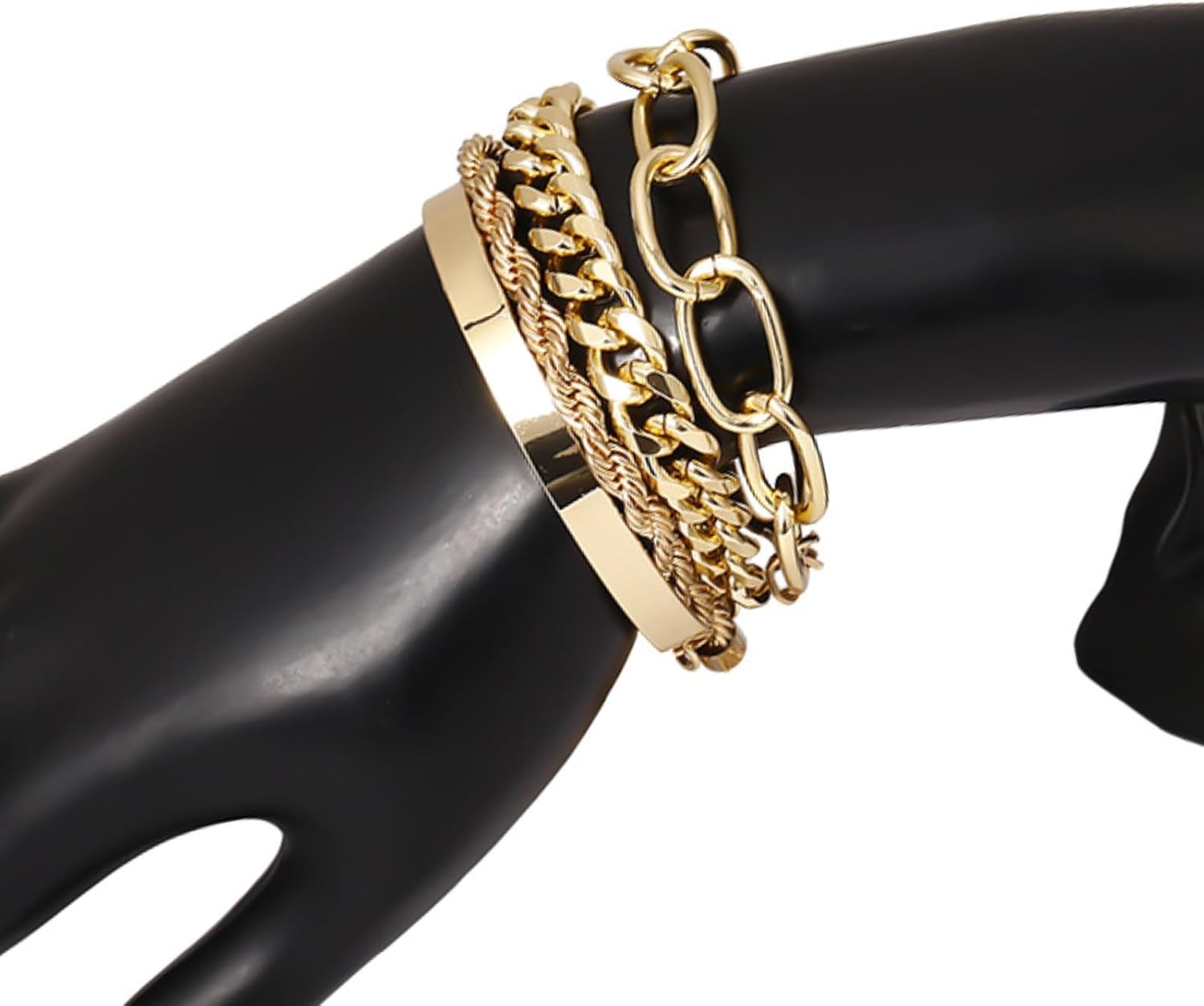 72ore Chunky Gold Bracelets for Women Stack Layered Chain Herringbone Cable Paperclip Bracelets Party Prom Dresses Accessories Trendy Gold Jewelry Gift - Image 6