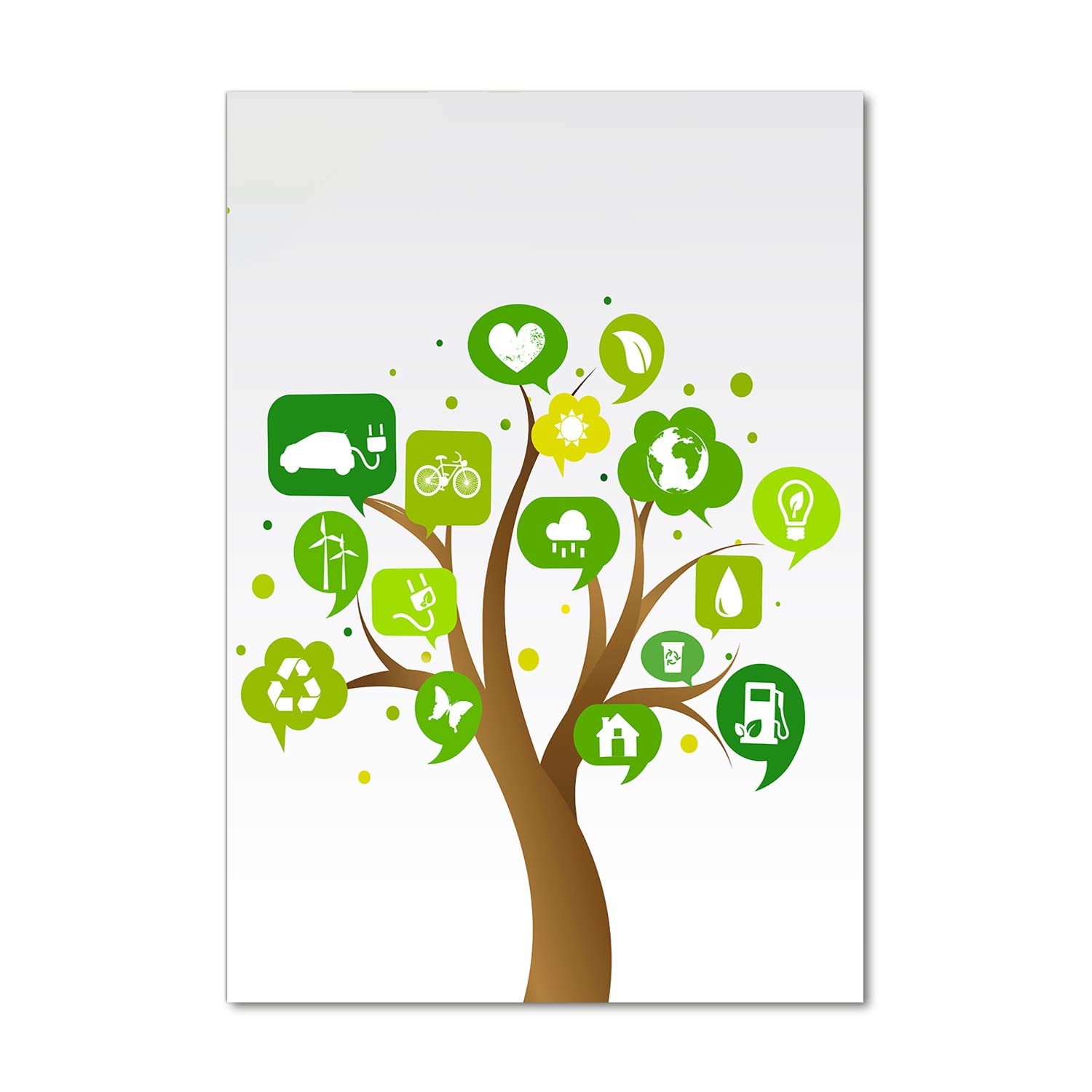Mural art Tulup avec tableau arbre écologique vert 70x100 en image sur verre pour décoration