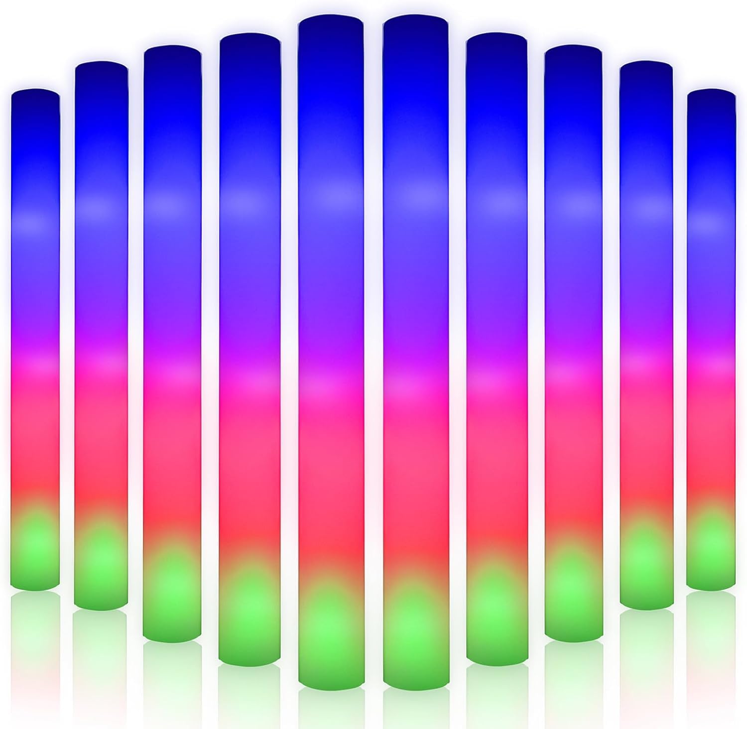 100PCS Foam Glow Sticks Party Packs,Led Light up Flashing Sticks with 3 Mode Flashing,8~10 Hours Long-lasting Glowing Multi Colour Party Supplies for Wedding Birthday Concert Hallowen Christmas