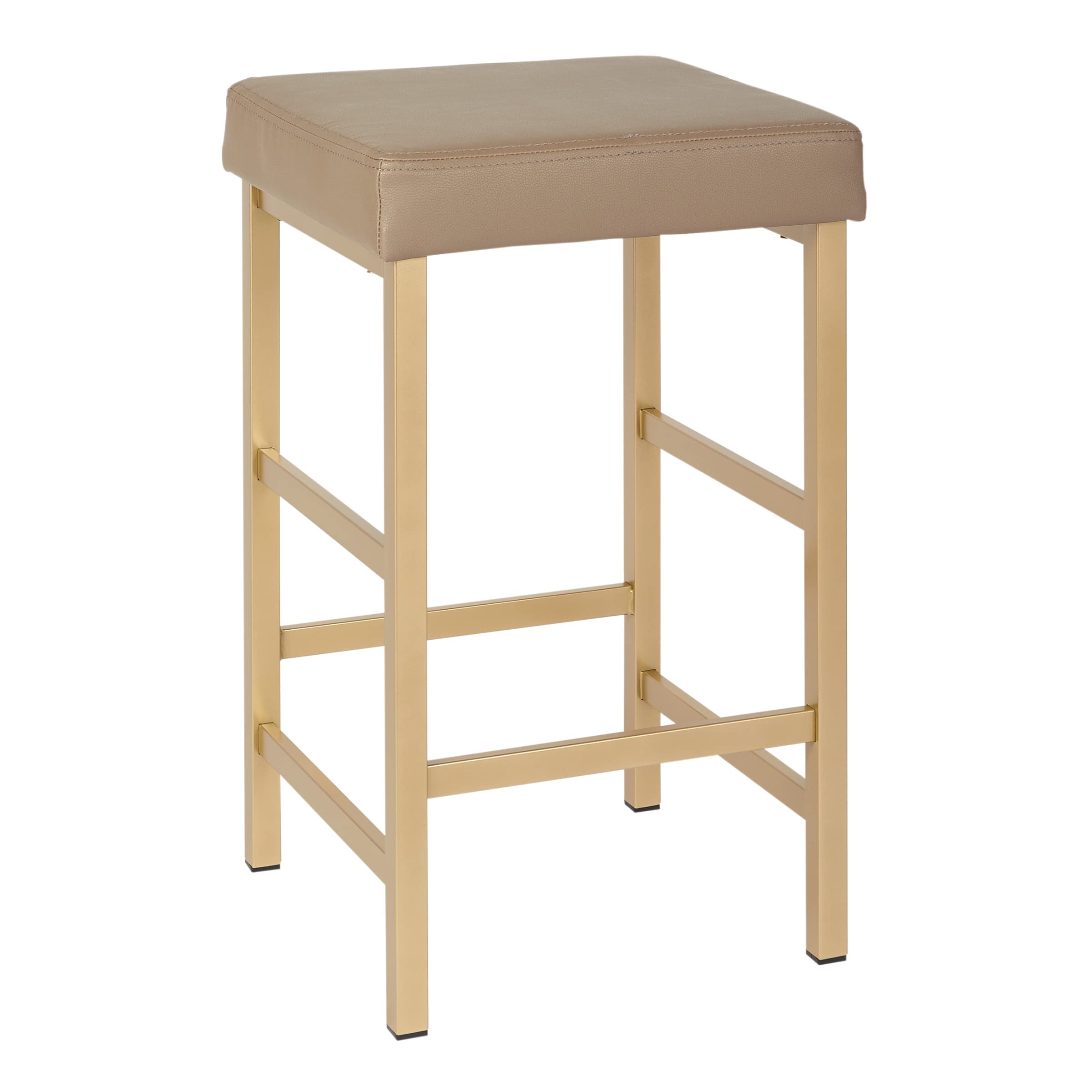 OSP Home Furnishings Backless Stool with Gold Frame, 26-Inch, Camel