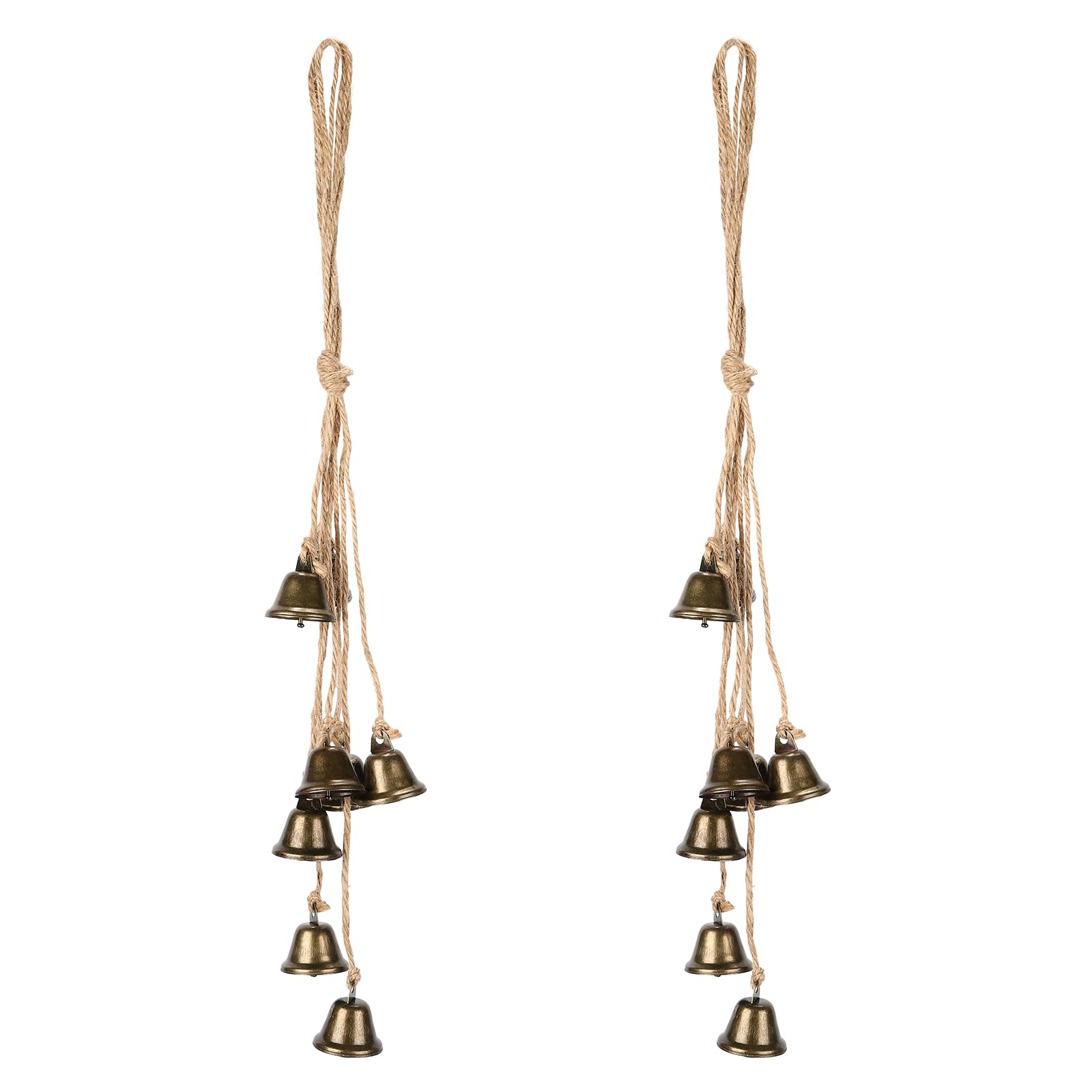 PATIKIL 2 Set Witch Bells for Door Knob, 19inch Hanging Witches-Bells String Wind Chimes Vintage Metal Retro Sound for Door for Protection Crafts Christmas Tree Decorative, Green Bronze