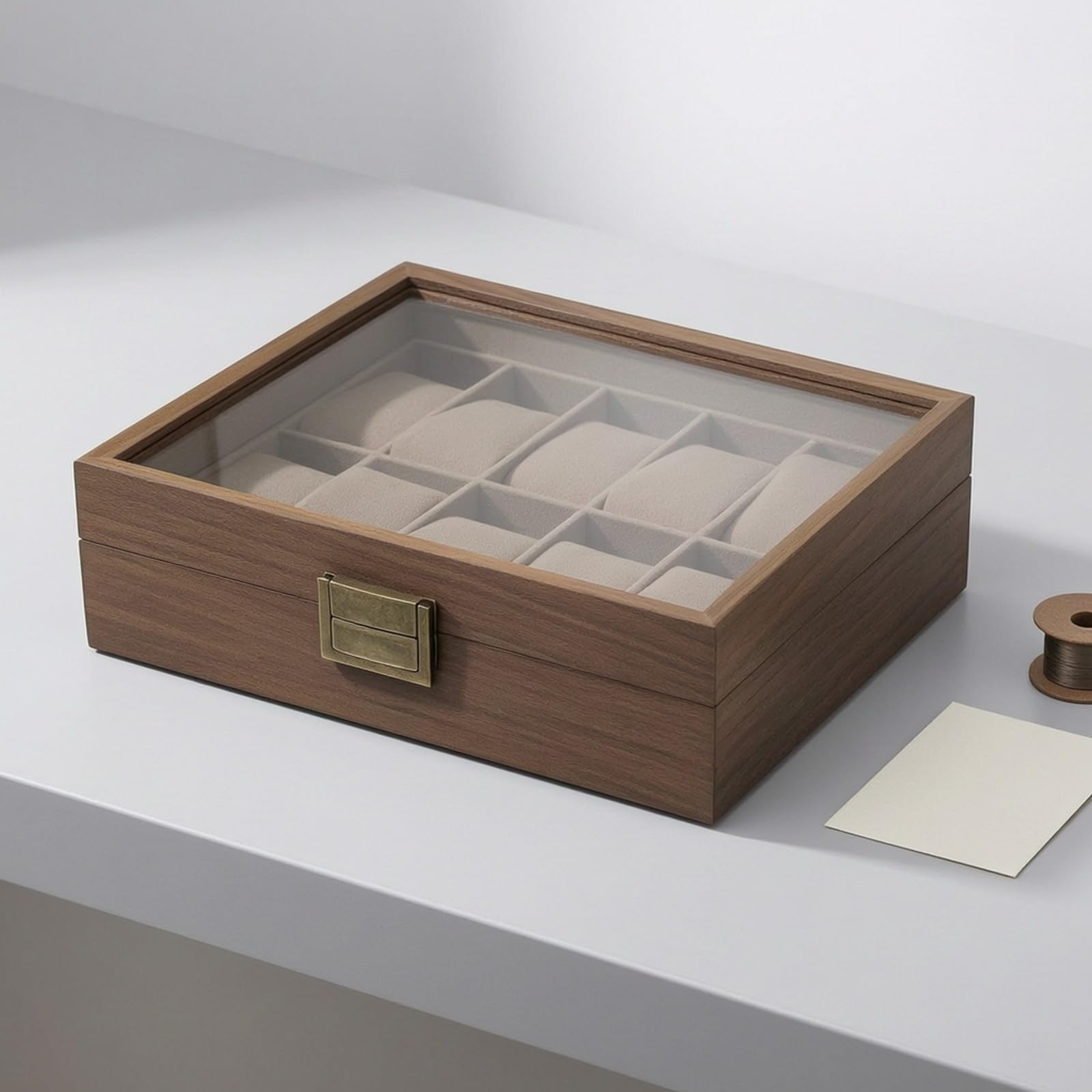 Amagogo Scatola per 10 Orologi Resistente Spazioso, Rettangolare, Scatola per Orologi con Coperchio Incernierato, Comò, Collezionisti,