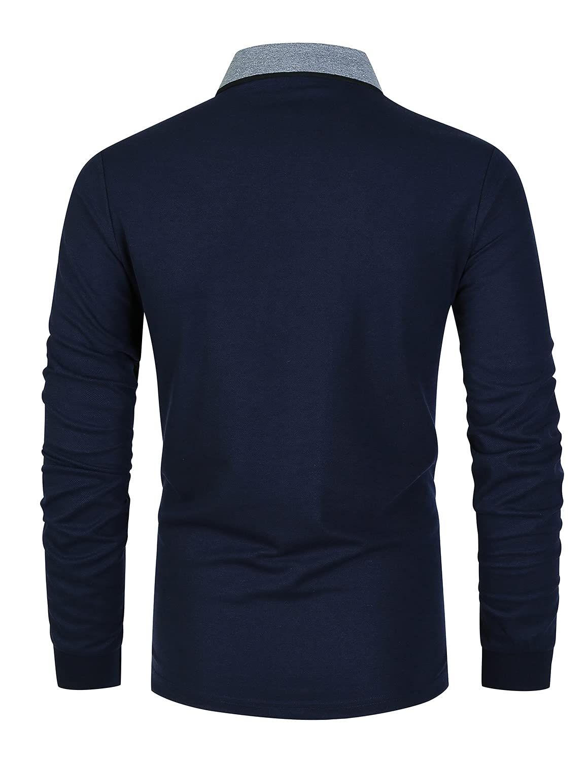 GNRSPTY Polo Manica Lunga Uomo Maglietta Denim Collare Maglia Elegante Cotone T-Shirt Golf Tennis Lavoro Camicia