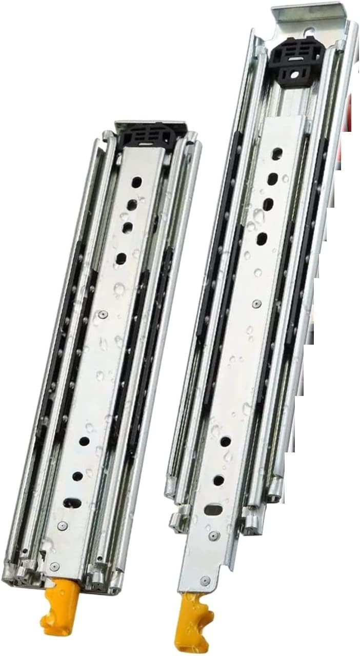 Extension Drawer Runners Heavy Duty Capacity Heavy Duty Drawer Slides Side Mount 12 20 36 60 Inch - 3 Folds Full Extension Ball Bearing Metal Runners Rails - Cabinet Drawer Slid (Color : With Lock