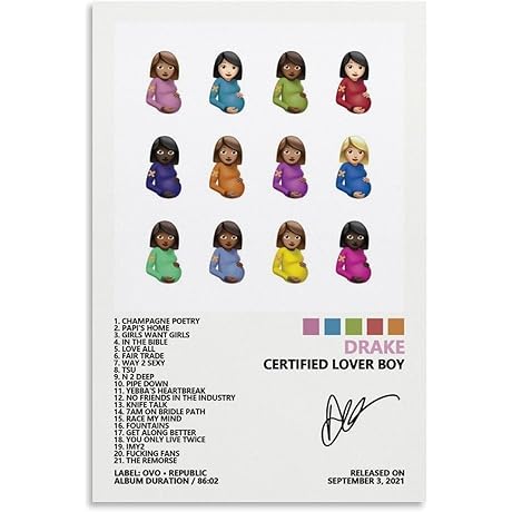 TEEZO Drake Poster: Certified Lover Boy Album Cover Posters for Room Aesthetic