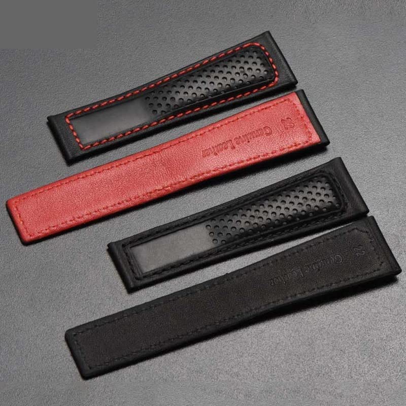 XMKT Pasek z prawdziwej skóry 22 mm do paska Tag Heuer F1 czerwone szwy Zegarki na rękę Składany pasek z klamrą Bransoletka Skórzany zegarek