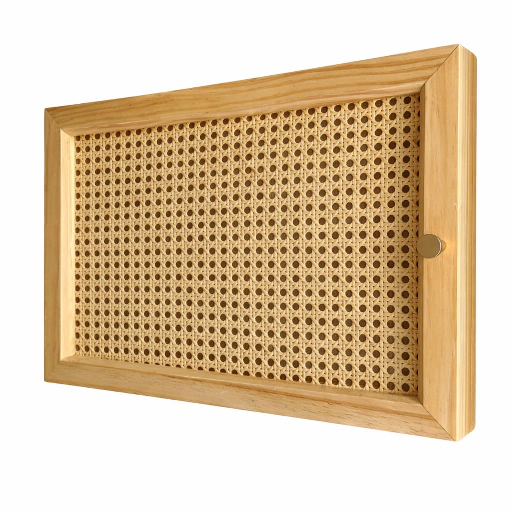Tapa cuadro eléctrico decorativo, Contador Luz Decorativa de madera y ratán Cuadro para Tapar Cuadro Eléctrico Caja contador Eléctrico Cubre Contadores de Luz tapa para Cuadro de Luces 41×25×4 cm